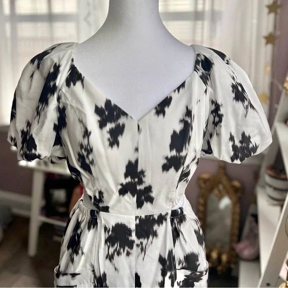 Prabal Gurung Black and White Puff Sleeve Mini Dress - Picture 4 of 7